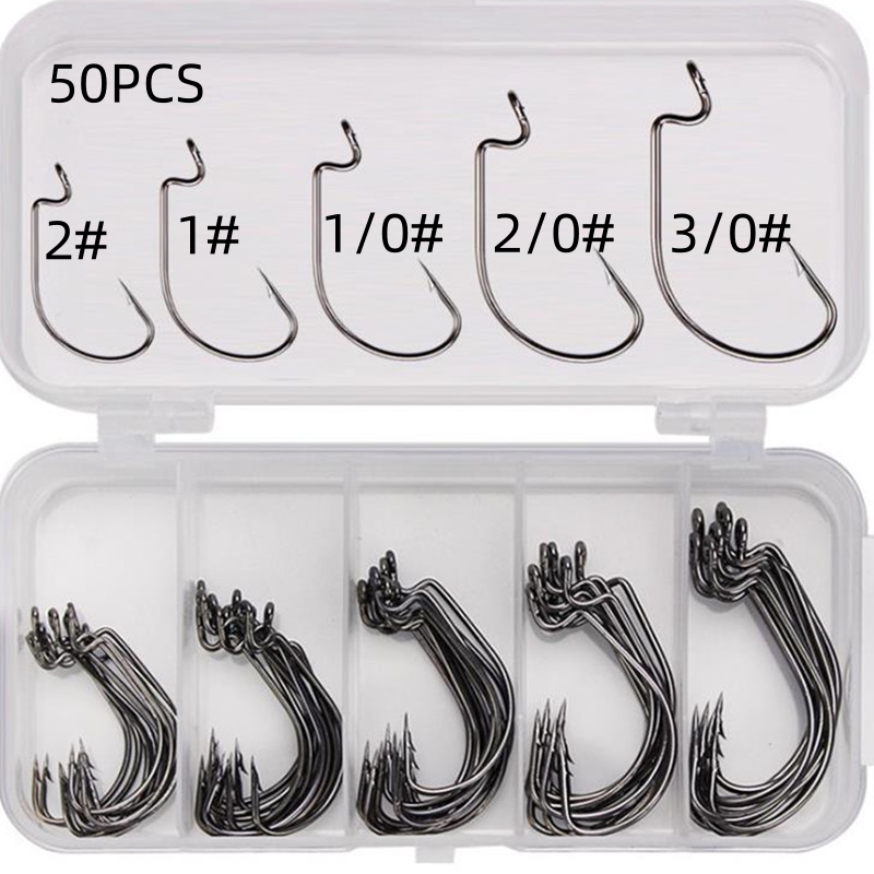 Fishing Hook Offset - 50 шт./упак. Рыболовные крючки из высокоуглеродистой