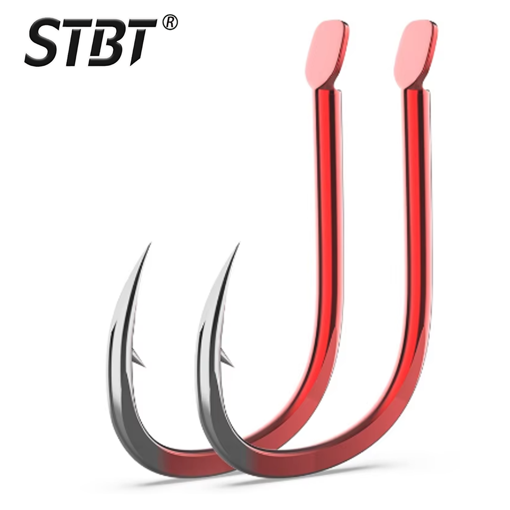 Fishing Hook Barbless - Новые красные рыболовные крючки из высокоуглеродистой